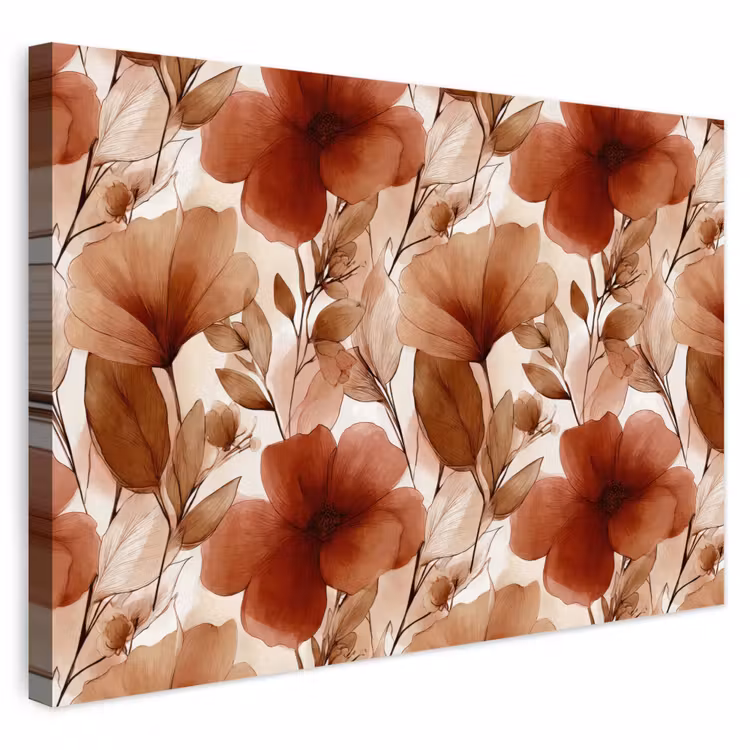 Buiten canvas - Bloemen - Aquarel - Botanisch - Terracotta — 1