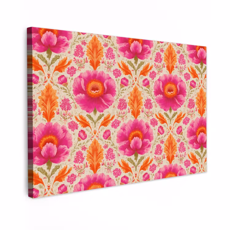 Buiten canvas - Bloemen - Barok - Roze - Oranje — 1