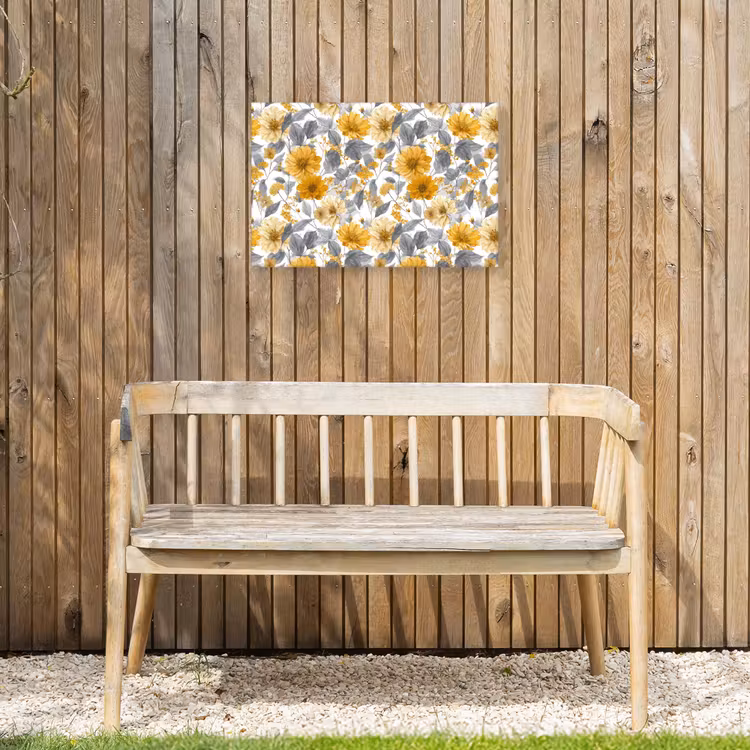 Buiten canvas - Bloemen - Botanisch - Elegant - Okergeel - Grijs — 3
