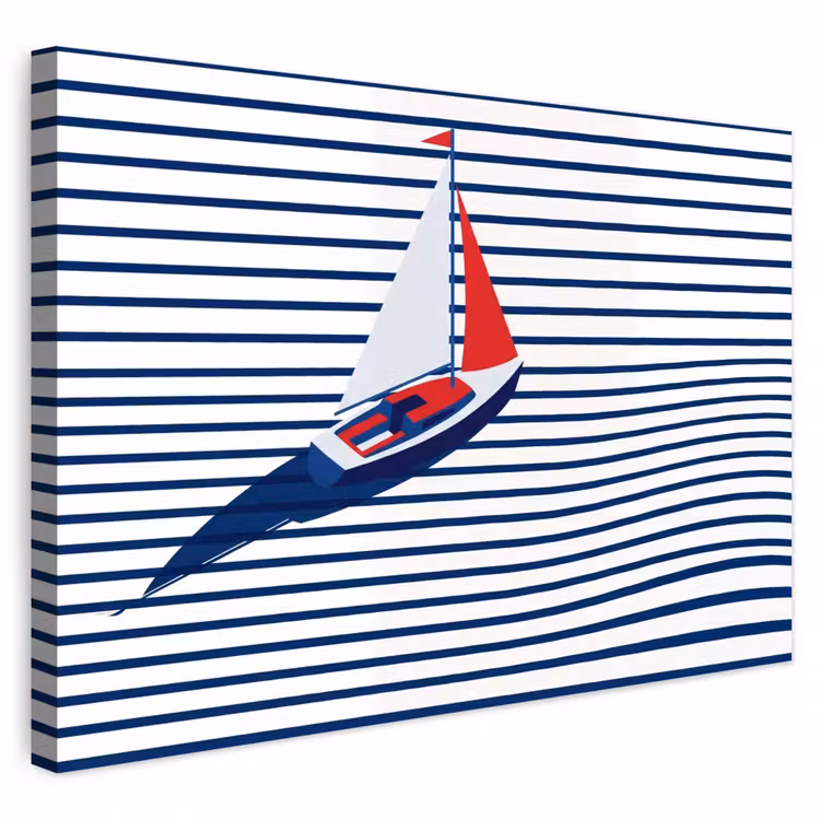 Buiten canvas - Boot - Water - Abstract - Blauw — 1