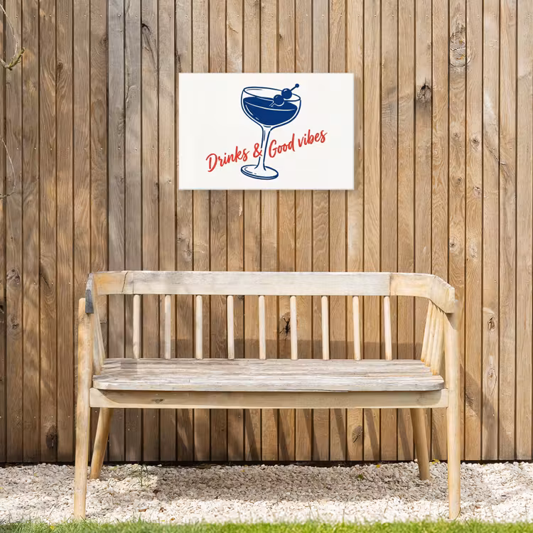 Buiten canvas - Cocktail - Glas - Illustratie - Blauw - Wit — 3