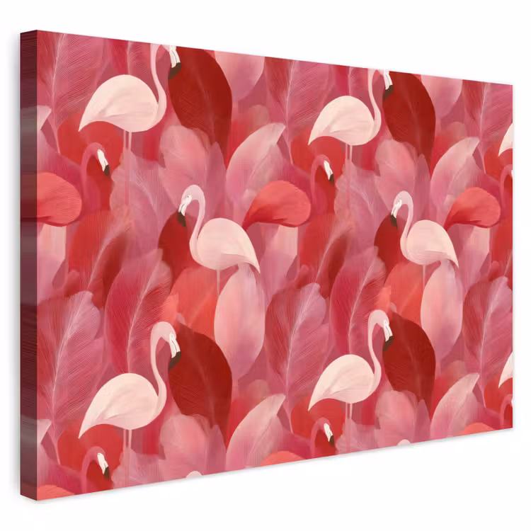 Buiten canvas - Flamingo - Botanisch - Elegant - Roze - Rood — 1