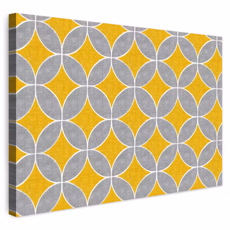 Buiten canvas - Geometrisch - Cirkels - Textuur - Grijs - Geel — 1