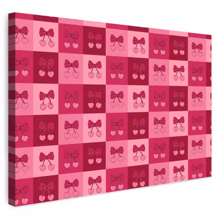 Buiten canvas - Kersen - Strikjes - Speels - Roze - Bordeaux — 1