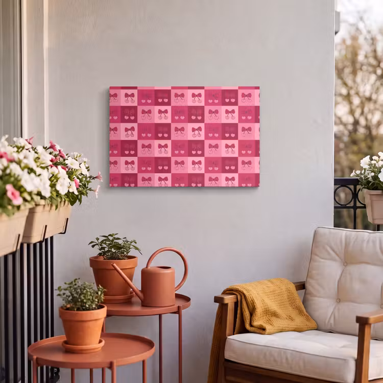 Buiten canvas - Kersen - Strikjes - Speels - Roze - Bordeaux — 4