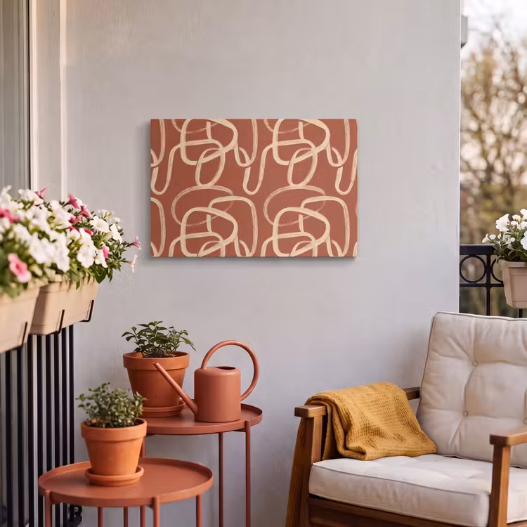 Buiten canvas - Lijnen - Abstract - Organisch - Terracotta - Crème — 3
