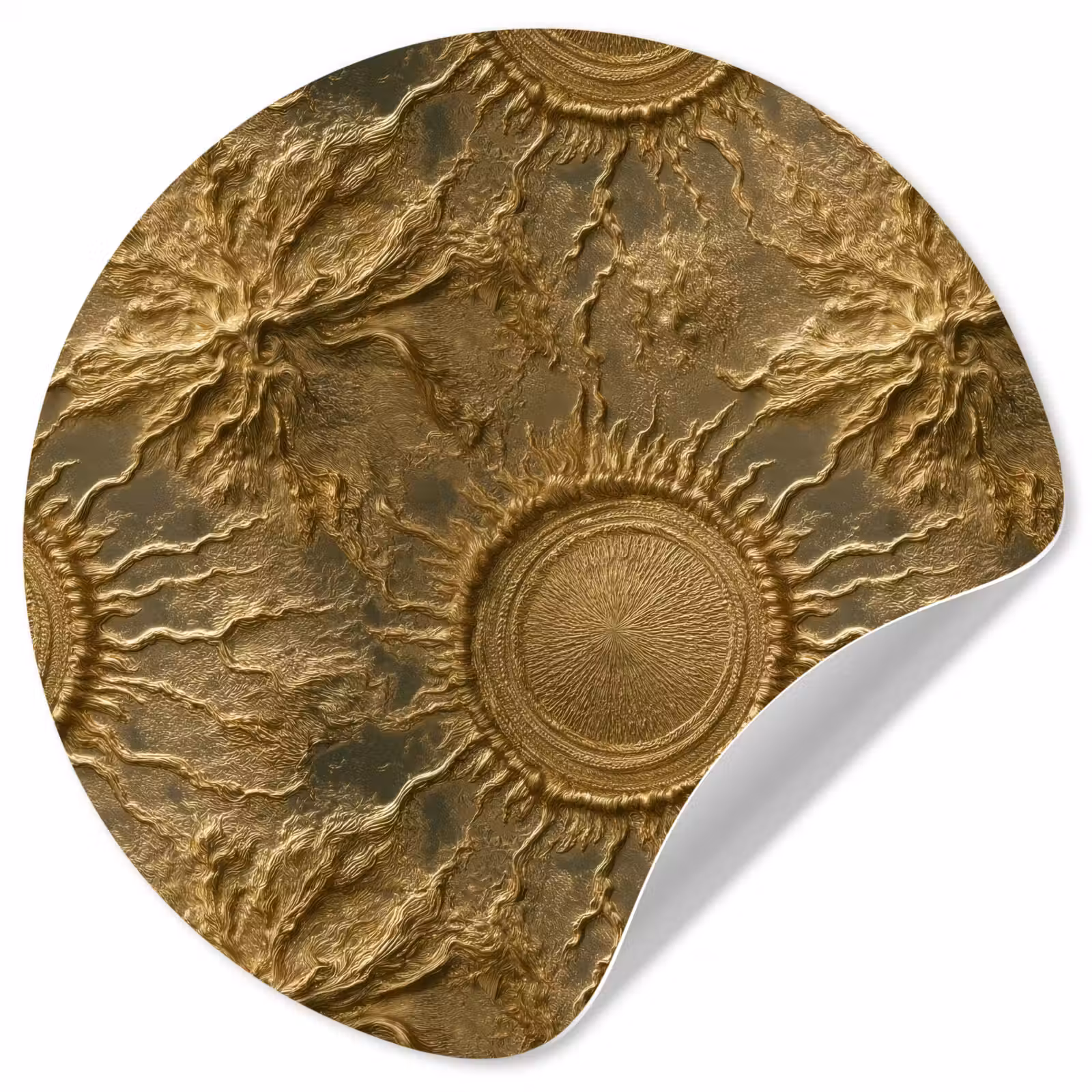 Behangcirkel - Zon - Reliëf - Antiek - Goud — 1