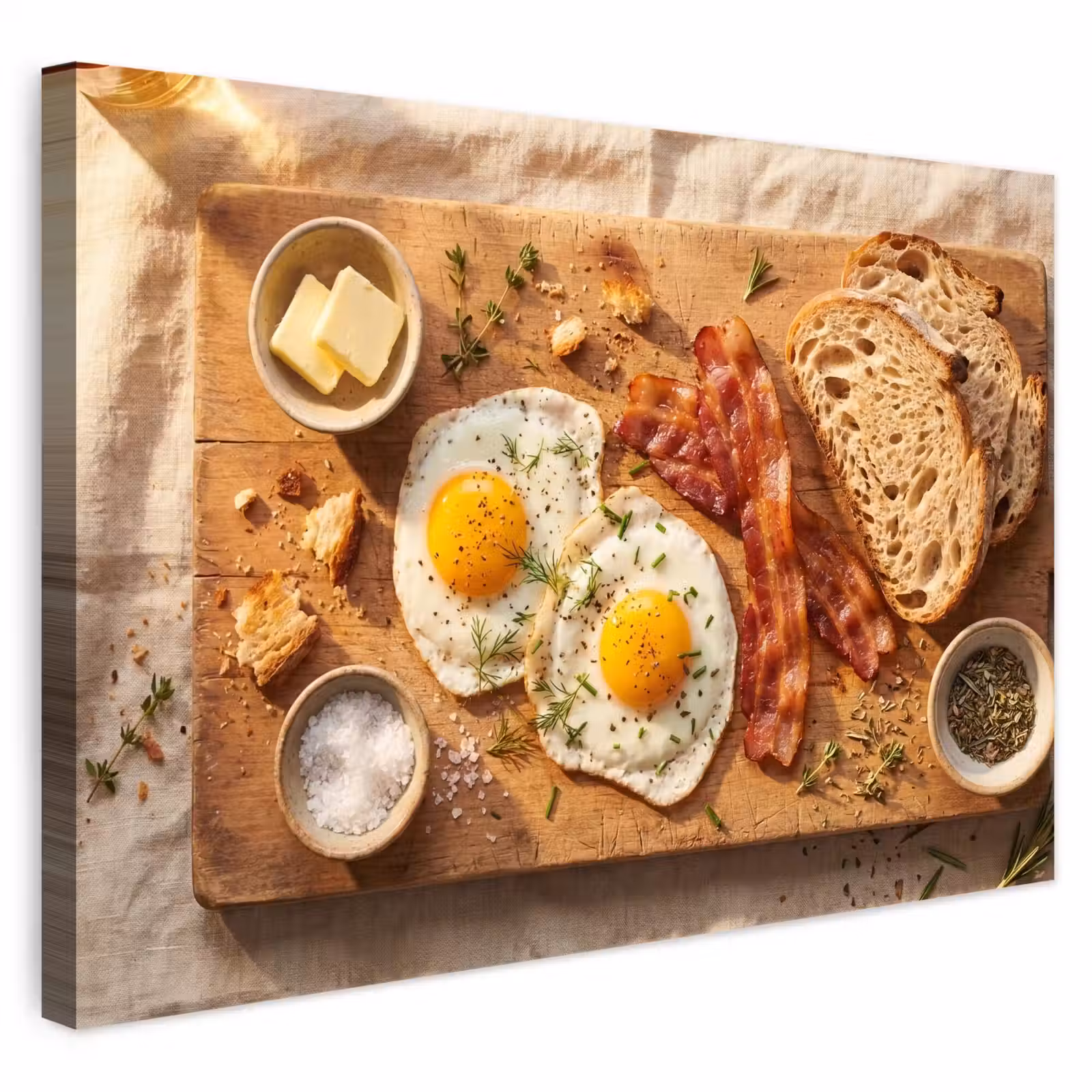 Buiten canvas - Eten - Ontbijt - Hout - Rustiek - Geel — 1