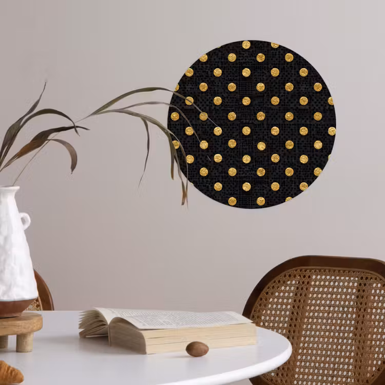 Behangcirkel - Polka Dot - Stippen - Goud - Zwart — 4