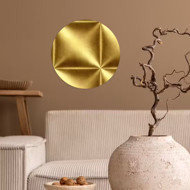 Behangcirkel - Textuur - Geborsteld Goud - Industrieel - Metallic — 2