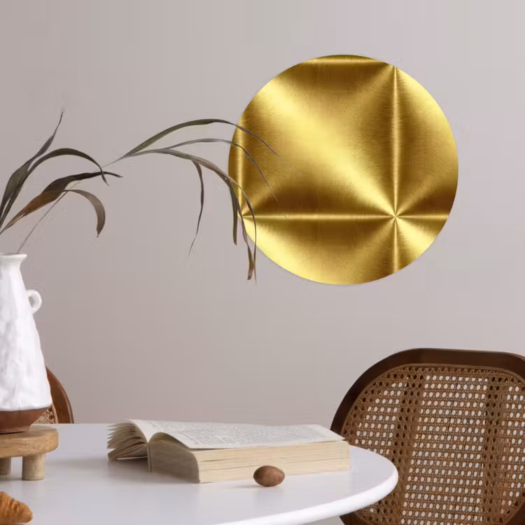 Behangcirkel - Textuur - Geborsteld Goud - Industrieel - Metallic — 4