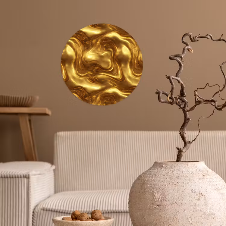 Behangcirkel - Textuur - Vloeibaar - Organisch - Goud — 2