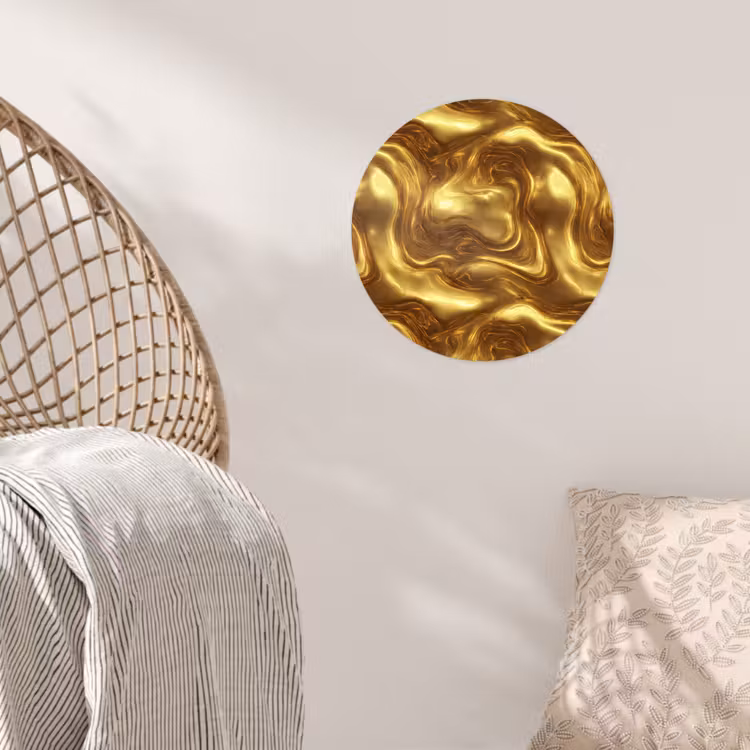 Behangcirkel - Textuur - Vloeibaar - Organisch - Goud — 5