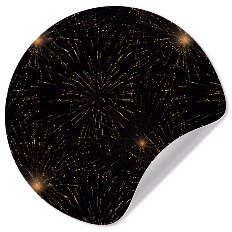 Behangcirkel - Vuurwerk - Patroon - Feestelijk - Goud - Zwart — 1