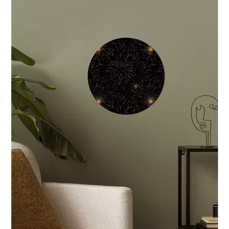 Behangcirkel - Vuurwerk - Patroon - Feestelijk - Goud - Zwart — 3