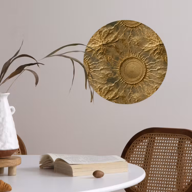 Behangcirkel - Zon - Reliëf - Antiek - Goud — 4
