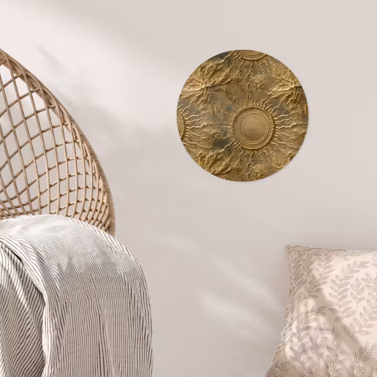 Behangcirkel - Zon - Reliëf - Antiek - Goud — 5