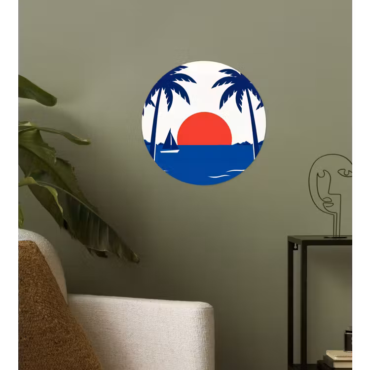 Behangcirkel - Zonsondergang - Zee - Palmboom - Tropisch - Modern — 3