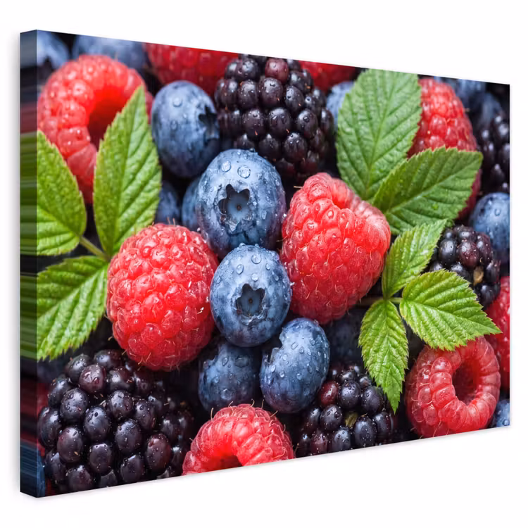 Buiten canvas - Bessen - Vers - Waterdruppels - Kleurrijk - Eten — 1