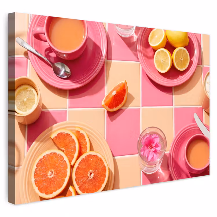 Buiten canvas - Eten - Citrusvruchten - Stillevens - Roze - Oranje — 1