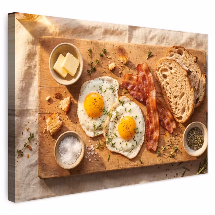 Buiten canvas - Eten - Ontbijt - Hout - Rustiek - Geel — 1