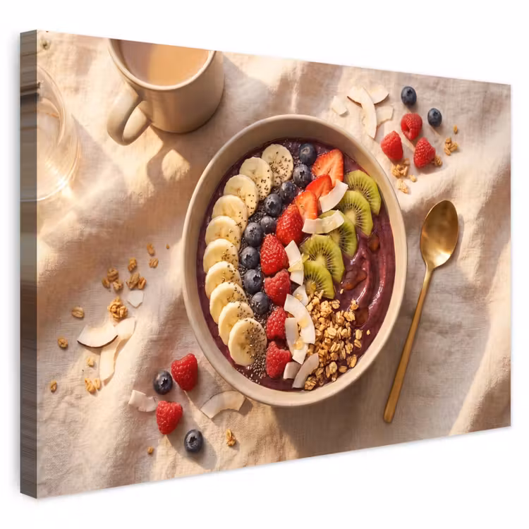 Buiten canvas - Eten - Ontbijtkom - Fruit - Gezond - Kleurrijk — 1