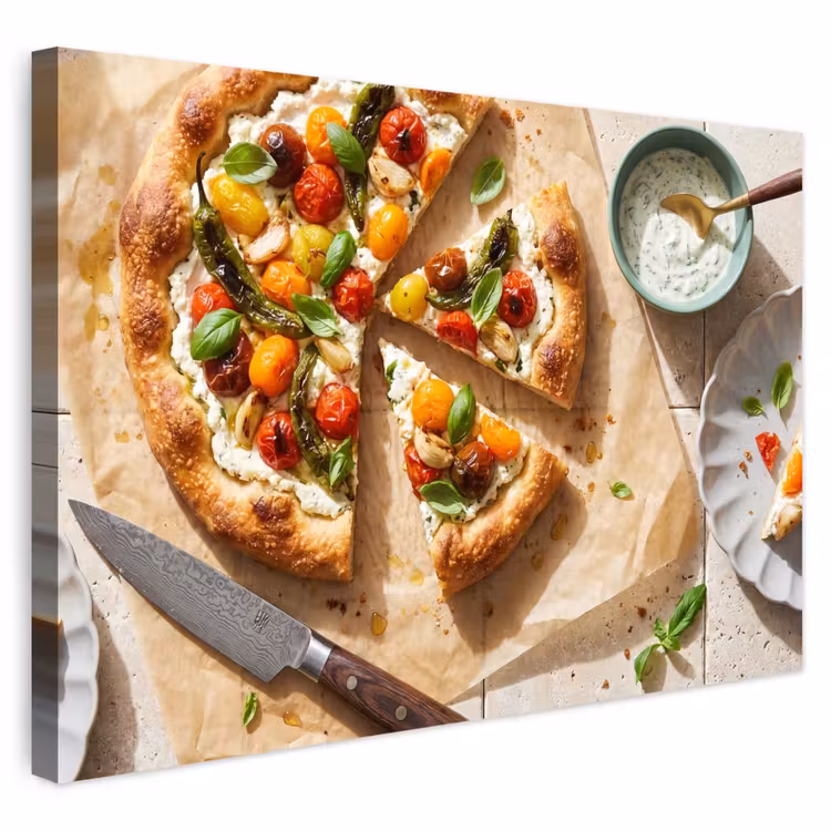 Buiten canvas - Eten - Tomaten - Basilicum - Maaltijd - Vers — 1