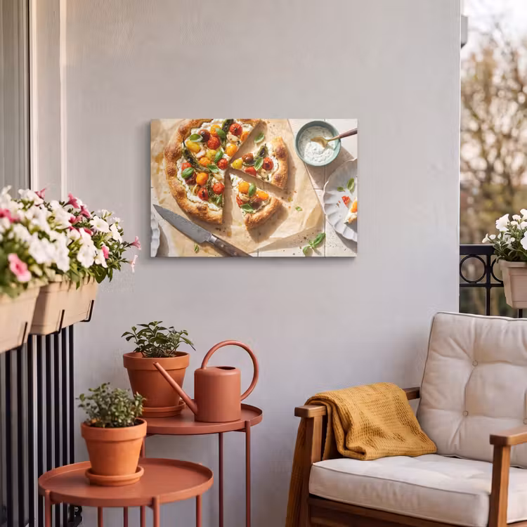 Buiten canvas - Eten - Tomaten - Basilicum - Maaltijd - Vers — 4