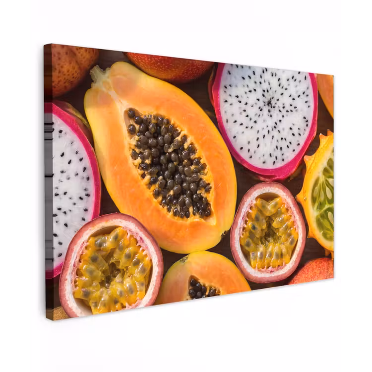 Buiten canvas - Fruit - Geopend - Tropisch - Eten - Kleurrijk — 1
