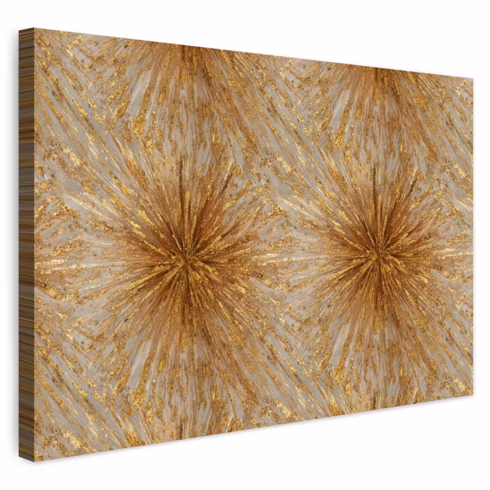 Buiten canvas - Explosie - Abstract - Goud - Wit — 1