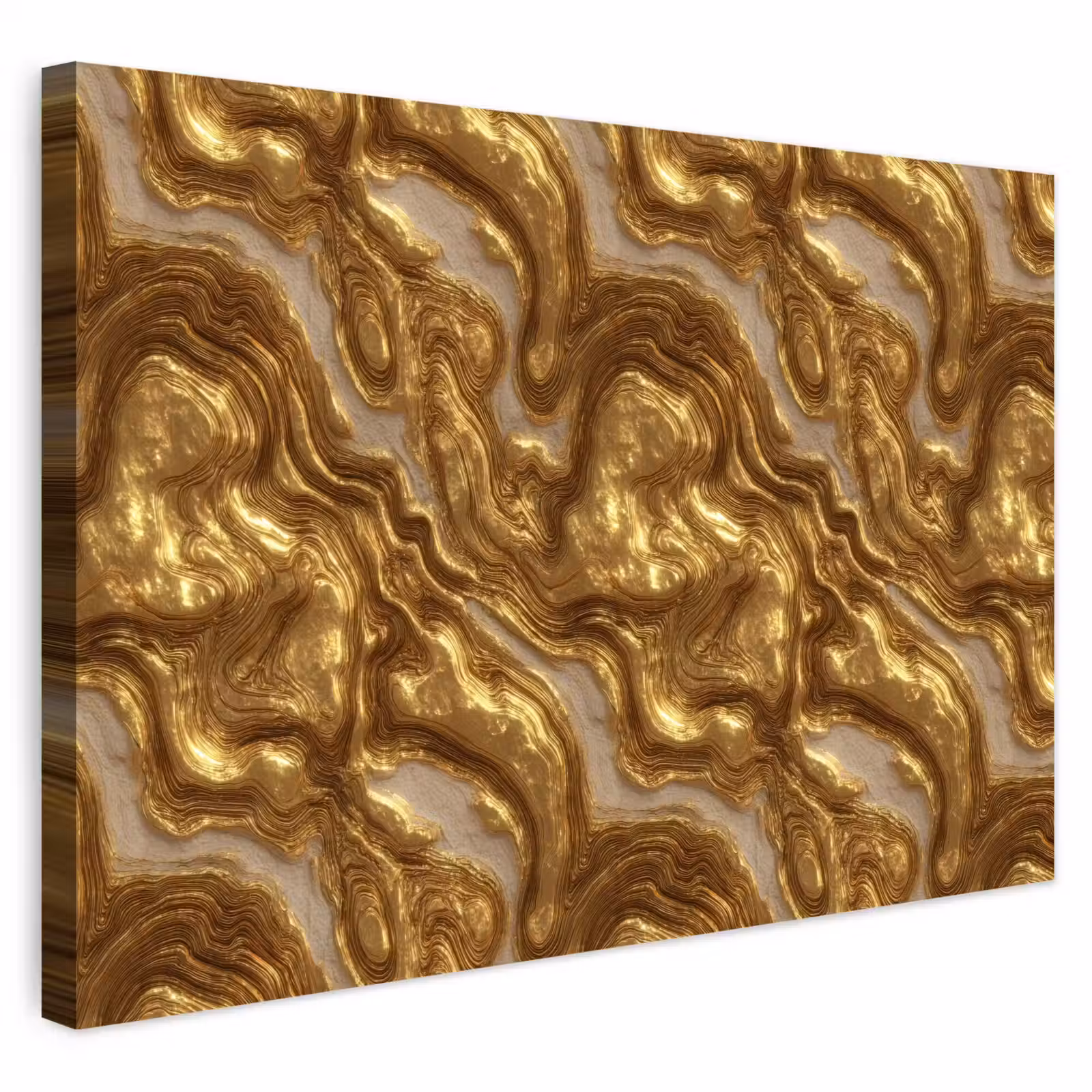 Buiten canvas - Golven - Organisch - Goud - Crème — 1