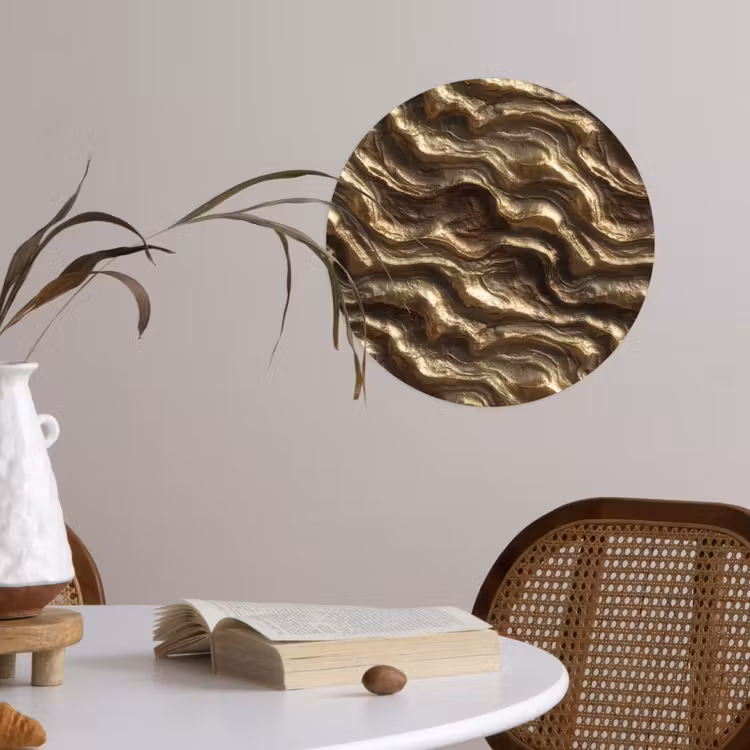 Behangcirkel - Reliëf - Golven - Abstract - Bronsgoud — 4