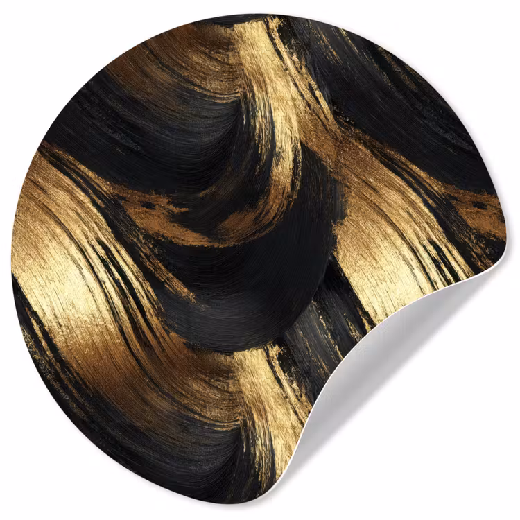 Behangcirkel - Verfstreken - Abstract - Goud - Zwart — 1