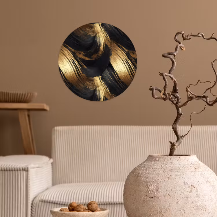 Behangcirkel - Verfstreken - Abstract - Goud - Zwart — 2