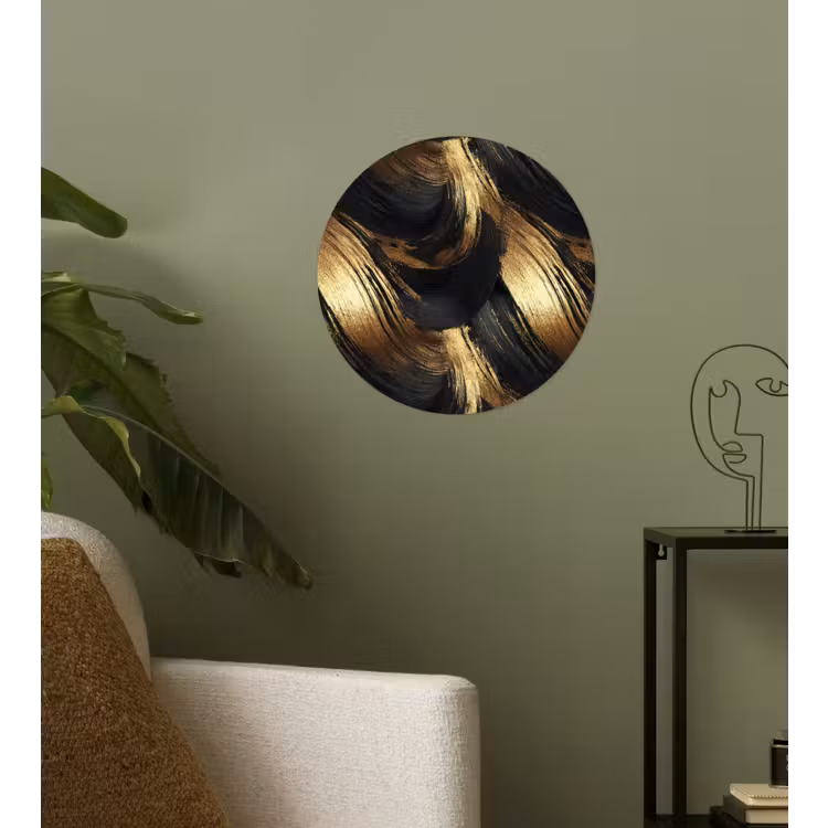 Behangcirkel - Verfstreken - Abstract - Goud - Zwart — 3