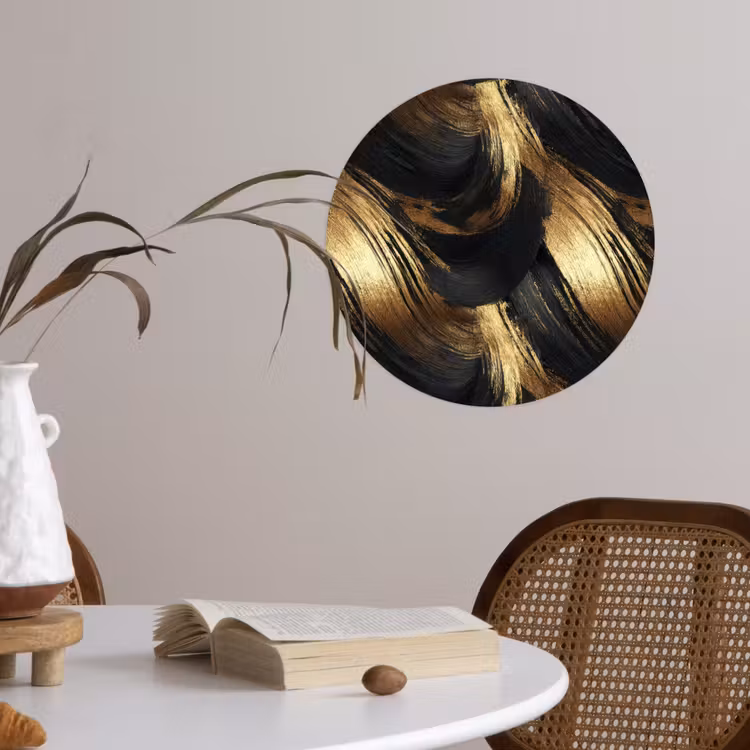 Behangcirkel - Verfstreken - Abstract - Goud - Zwart — 4