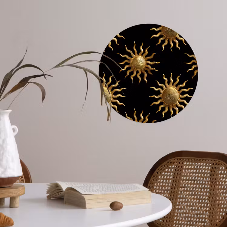 Behangcirkel - Zon - Patroon - Luxe - Goud - Zwart — 4