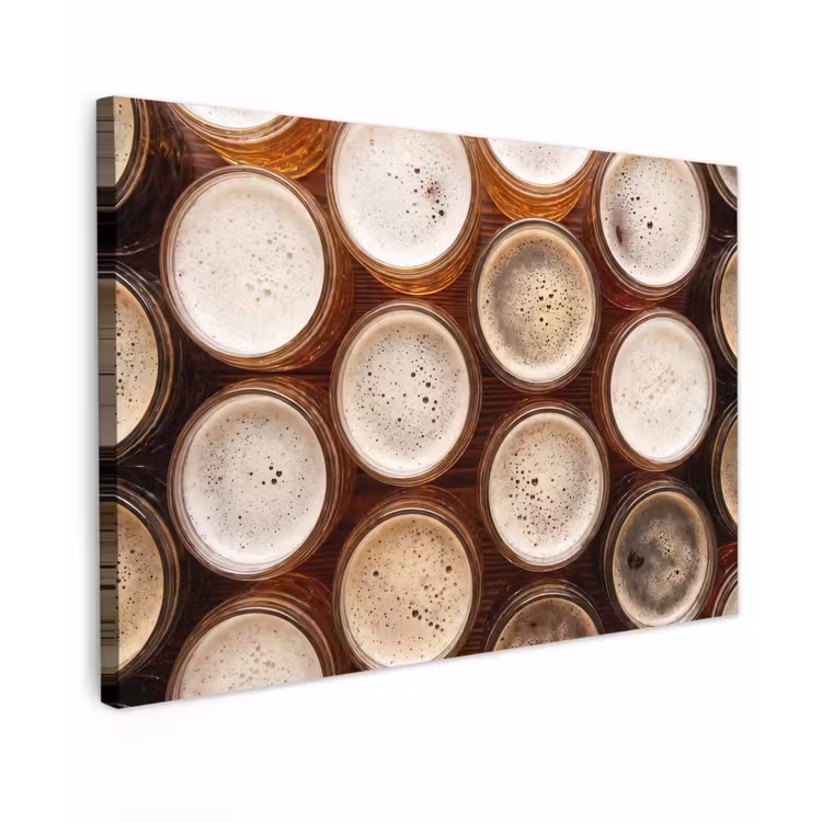 Buiten canvas - Eten - Glazen - Drank - Patroon - Bruin — 1