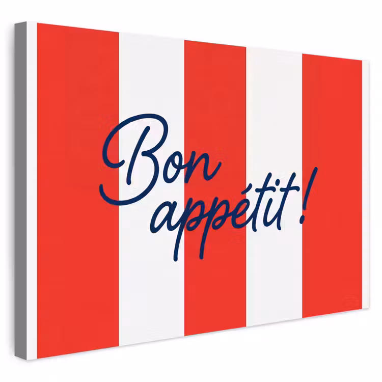 Buiten canvas - Eten - Spreuk - Keuken - Grafisch - Rood-Wit — 1