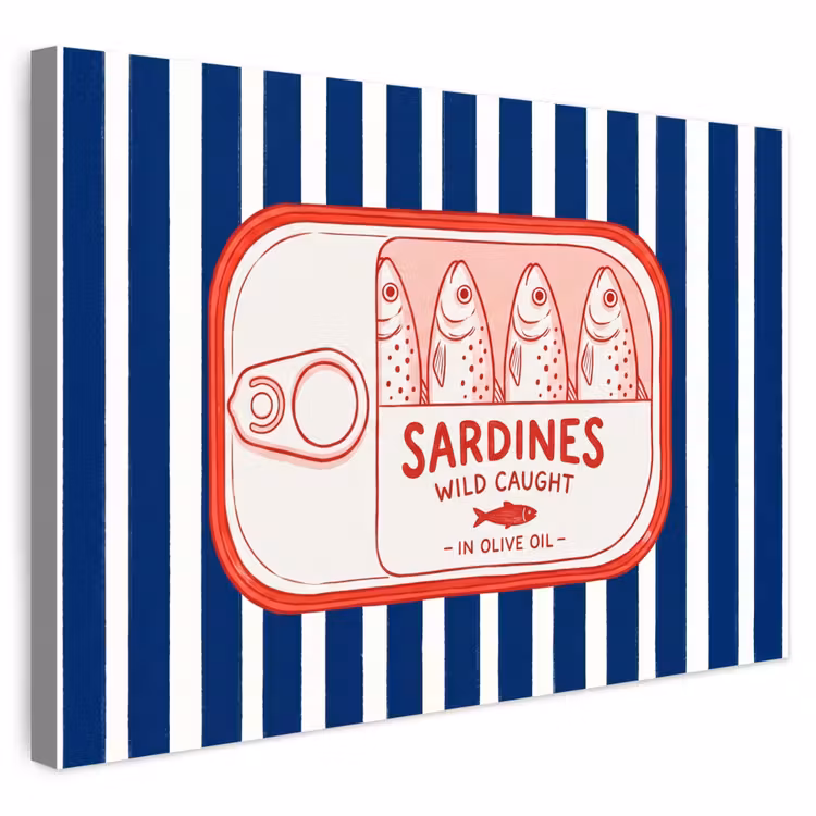 Buiten canvas - Eten - Vis - Blik - Illustratie - Rood — 1