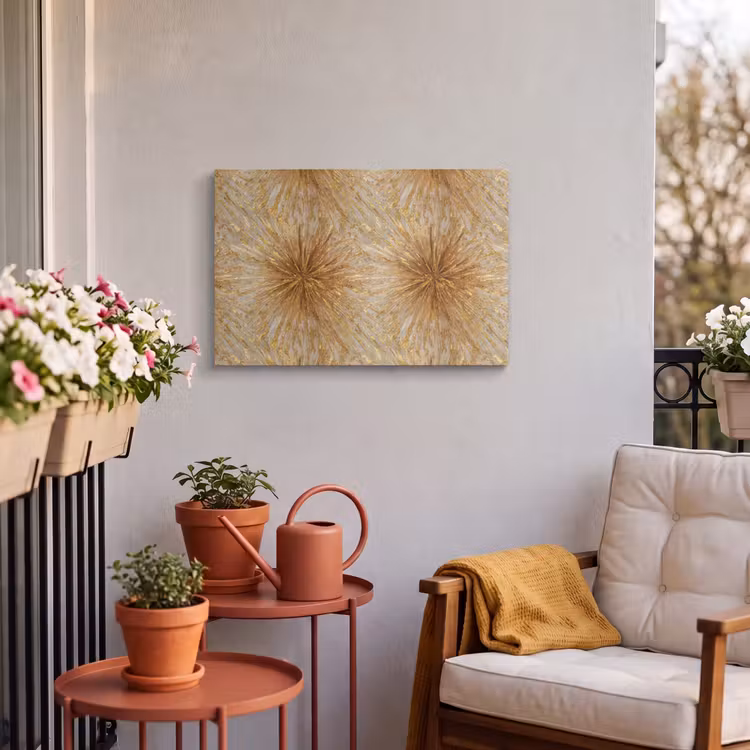 Buiten canvas - Explosie - Abstract - Goud - Wit — 4