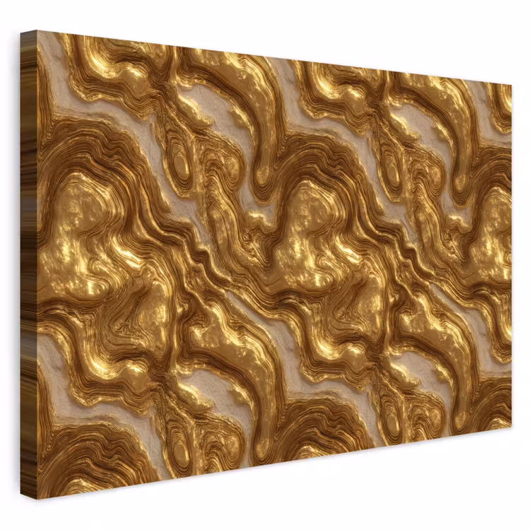 Buiten canvas - Golven - Organisch - Goud - Crème — 1
