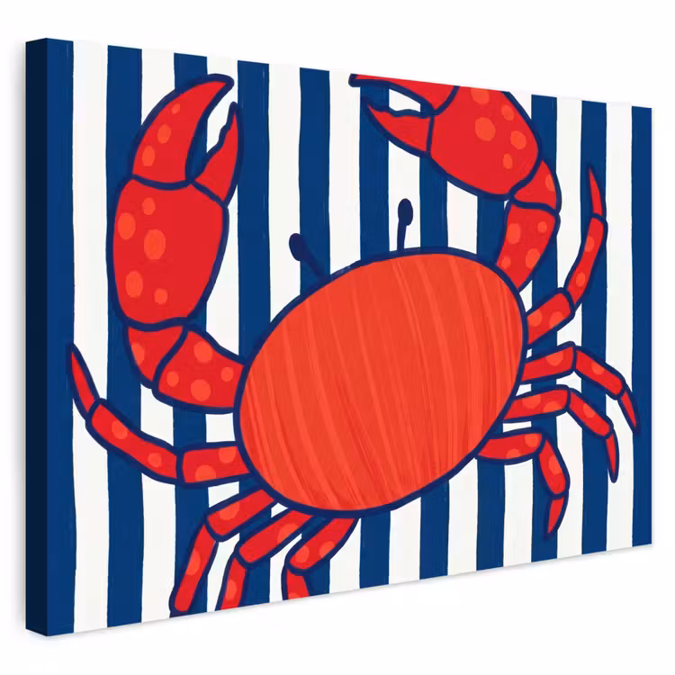 Buiten canvas - Krab - Strepen - Zeeleven - Illustratie - Rood — 1