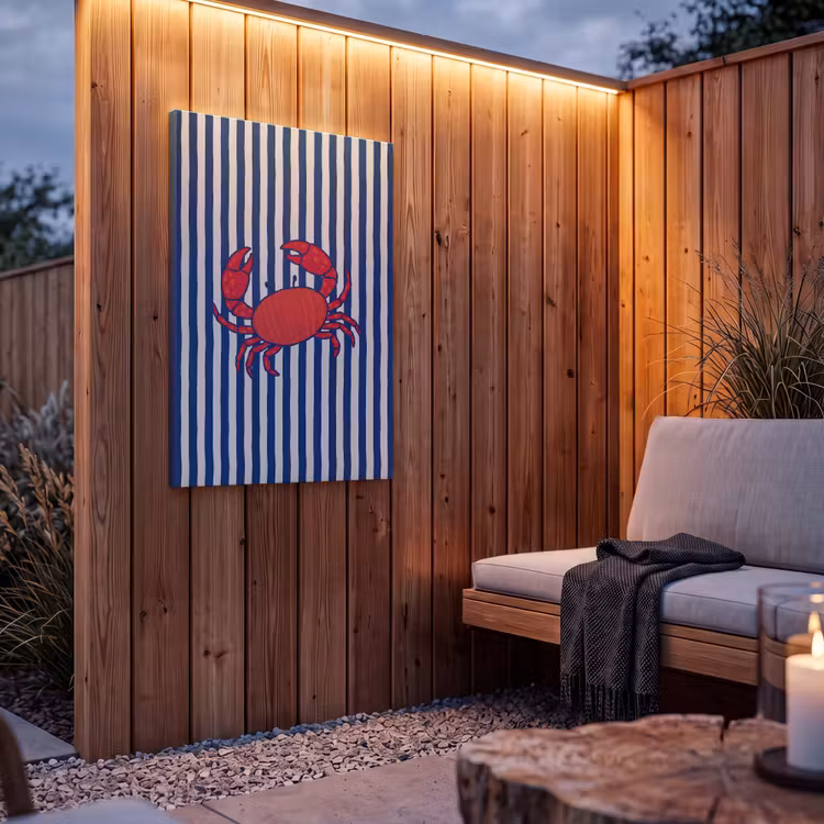 Buiten canvas - Krab - Strepen - Zeeleven - Illustratie - Rood — 4
