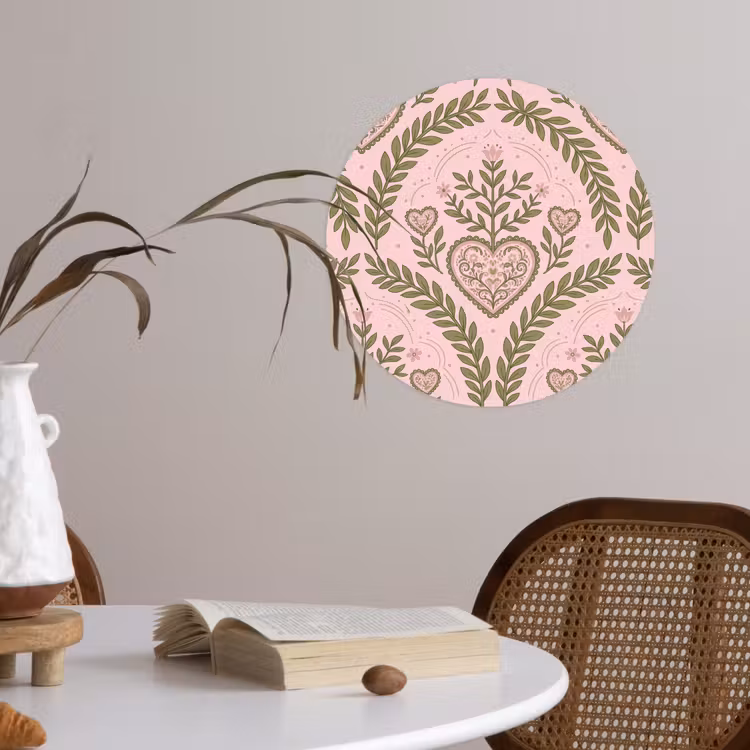 Behangcirkel - Patroon - Hart - Bloemen - Folkloristisch - Roze — 4