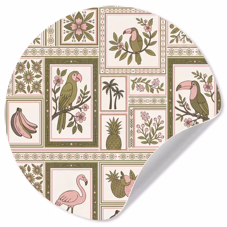 Behangcirkel - Vogel - Tropisch - Patroon - Decoratief - Groen — 1