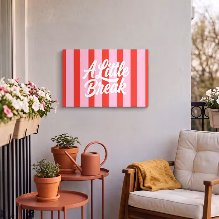 Buiten canvas - A Little Break - Strepen - Rood - Roze — 4