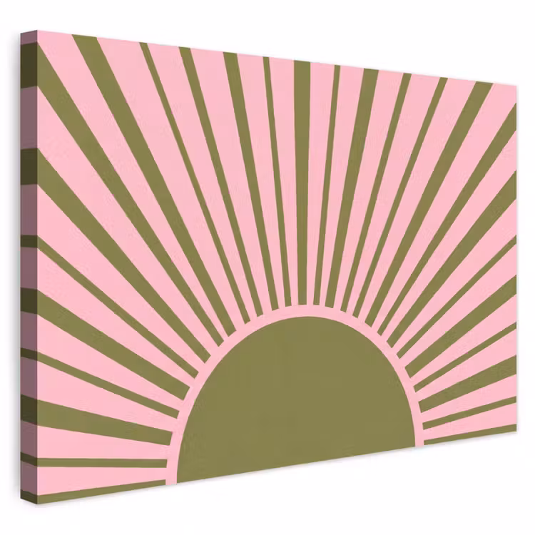 Buiten canvas - Abstract - Stralen - Grafisch - Roze - Groen — 1