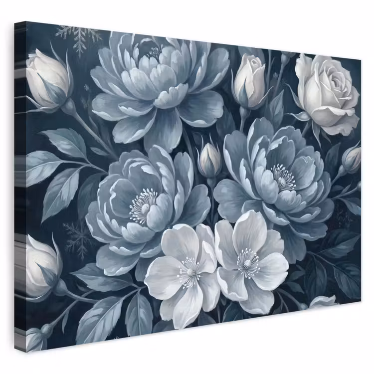Buiten canvas - Bloemen - Boeket - Winter - Abstract - Blauw — 1