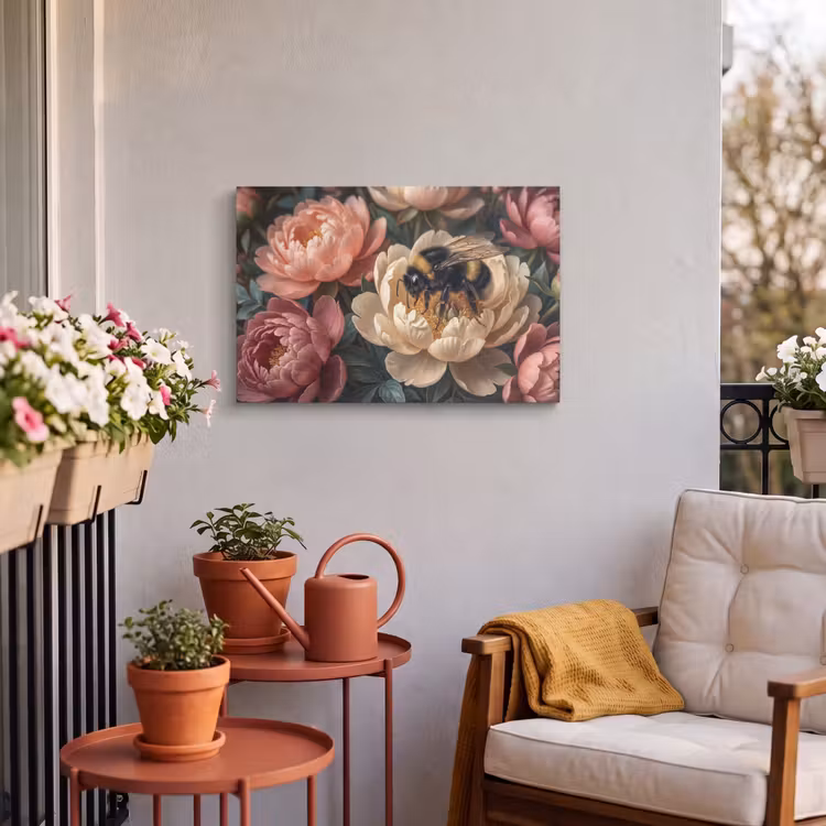 Buiten canvas - Bloemen - Insect - Natuur - Roze — 4